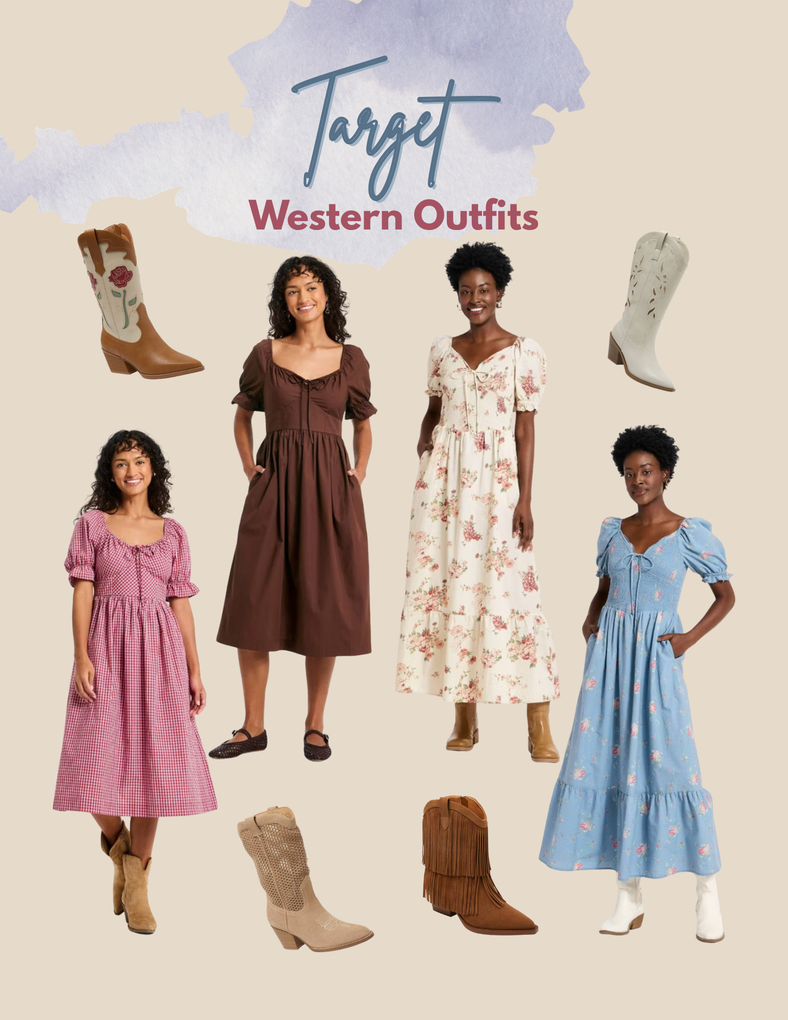 I found the CUTEST western-inspired dresses and boots that are giving modern cowgirl without breaking the bank. Whether you’re headed to a concert, rodeo, girls’ night, or just want that western flair for everyday wear—these pieces are so comfy, flattering, and easy to style. Just add a denim jacket and you’re good to go 🤎👢
Shop all my Target western finds below!
#targetstyle #targetfinds #westernoutfit #cowgirlstyle #westernvibes #targetfashion #westernboots #cowgirlfashion #ootd #ltkit #ltkfinds #ltkunder50 #springoutfits #countryoutfit #moderncowgirl 

 #LTKgrwm #LTKootd #LTKmomlife