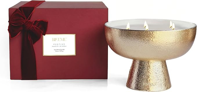 2025 Gold Holiday Candle | Festive - Noble Fir & Amber (Giant), Refillable Wellness, Essential Oi... | Amazon (US)