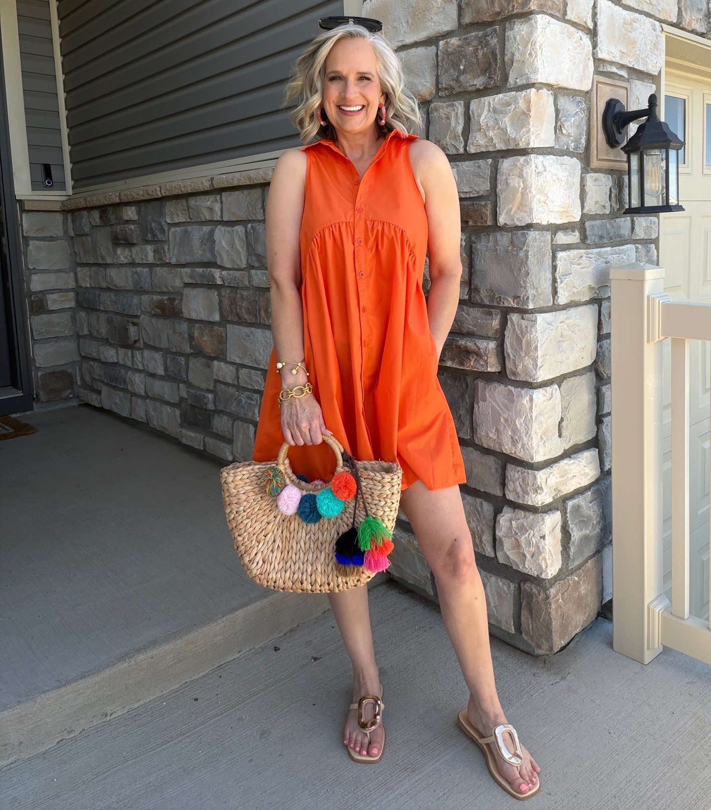 This dress is sold out but I linked alternatives.

Summer style, midlife,straw bag, sandals, shirt dress, over 50, cruise, vacation

#LTKootd #LTKOver40 #LTKSaleAlert