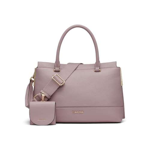 Calvin Klein Bianca Triple Compartment Satchel, Pink Thistle, One Size | Amazon (US)