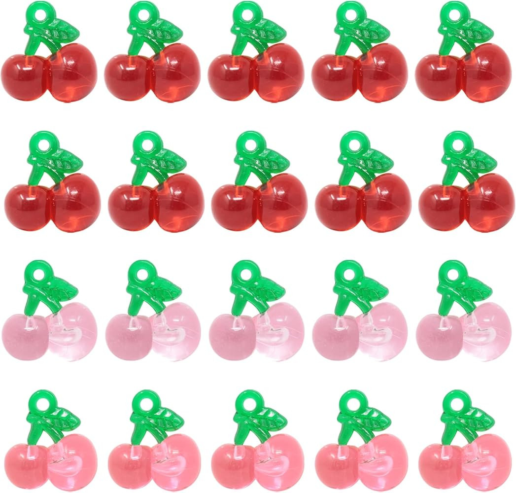 Honbay 40PCS Cute Sweet Cherry Resin Charms Pendant Fruit Food Tiny Pendants Vivid 3D Cherry Pend... | Amazon (US)