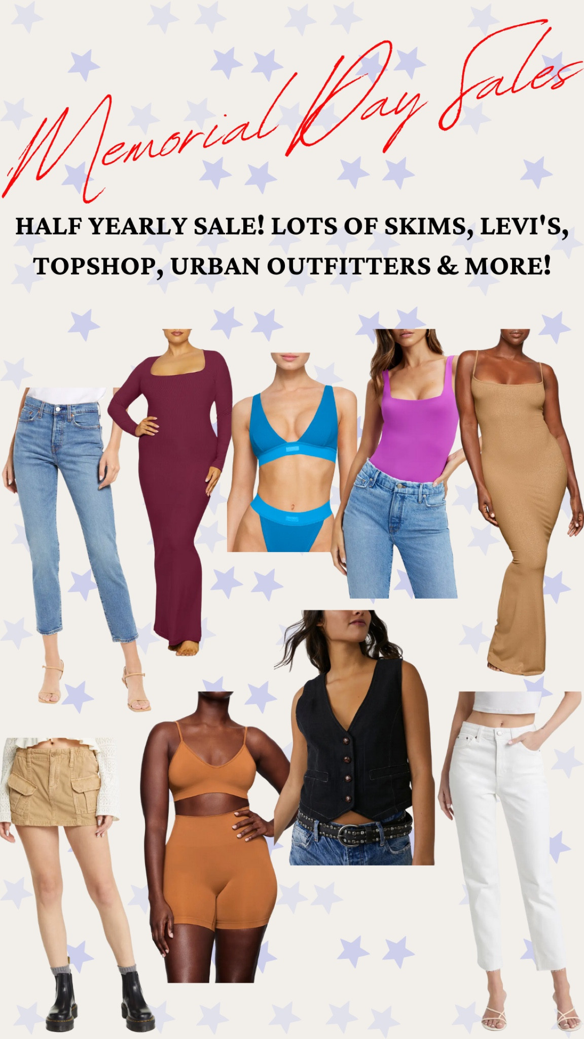 Memorial Day sales! Half yearly sale is happening now and there is a ton of SKIMS, Levi’s, Free People and more up to 60% off!

Nordstrom sale, half yearly sale, skims sale, denim, maxi dress, black vest

#LTKSeasonal #LTKunder100 #LTKsalealert
