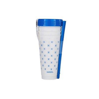 Sustain 24oz 4pk Plastic Reusable Cups - Blue "X" Pattern | Target