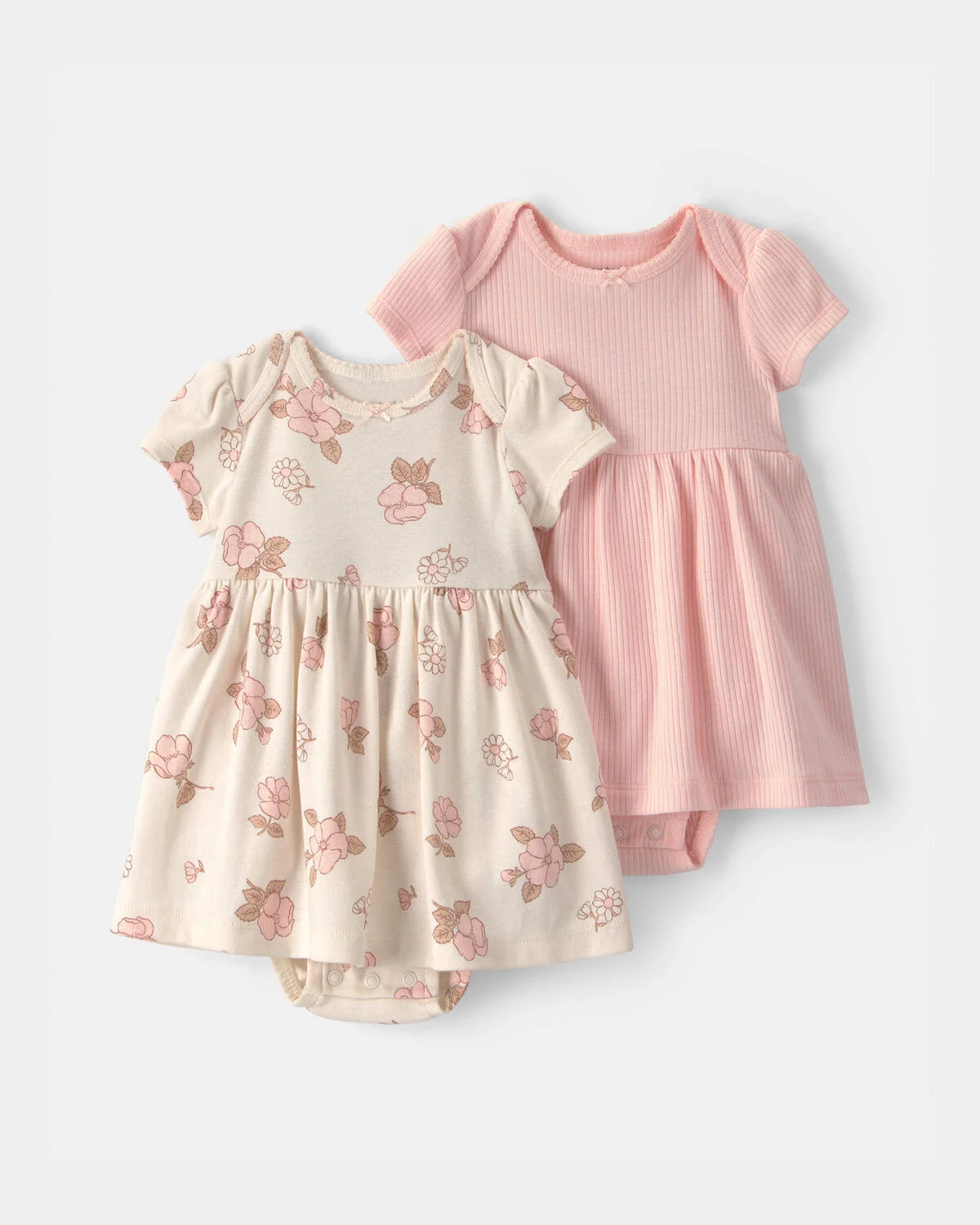 Baby Girl 2-Pack Floral Short-Sleeve Bodysuit Dress - Pink/Ivory | Carter's | Carter's Inc