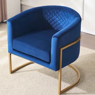 Stylish Velvet Chair, Gold Metal Bracket, Elegant For Balcony, Office Glamorous Seat, Stand, Fashionable Office, Patio | Wayfair North America