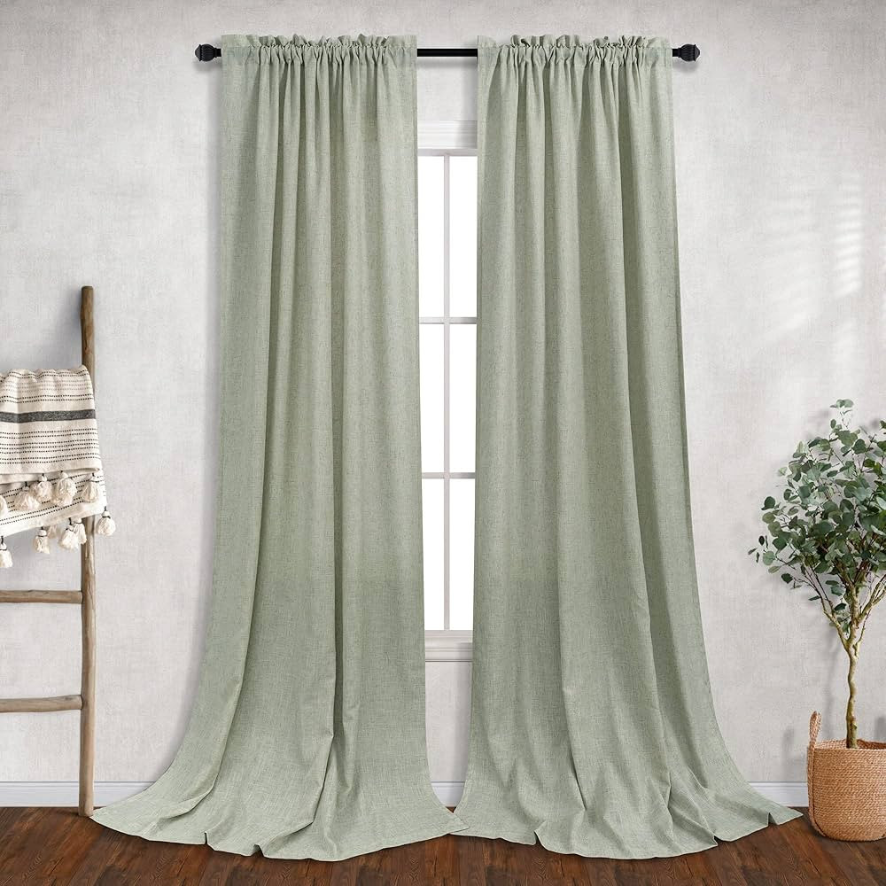 Mrs.Naturall Sage Green Curtains 90 Inches Long for Bedroom 2 Panels Set Rod Pocket Light Filteri... | Amazon (US)