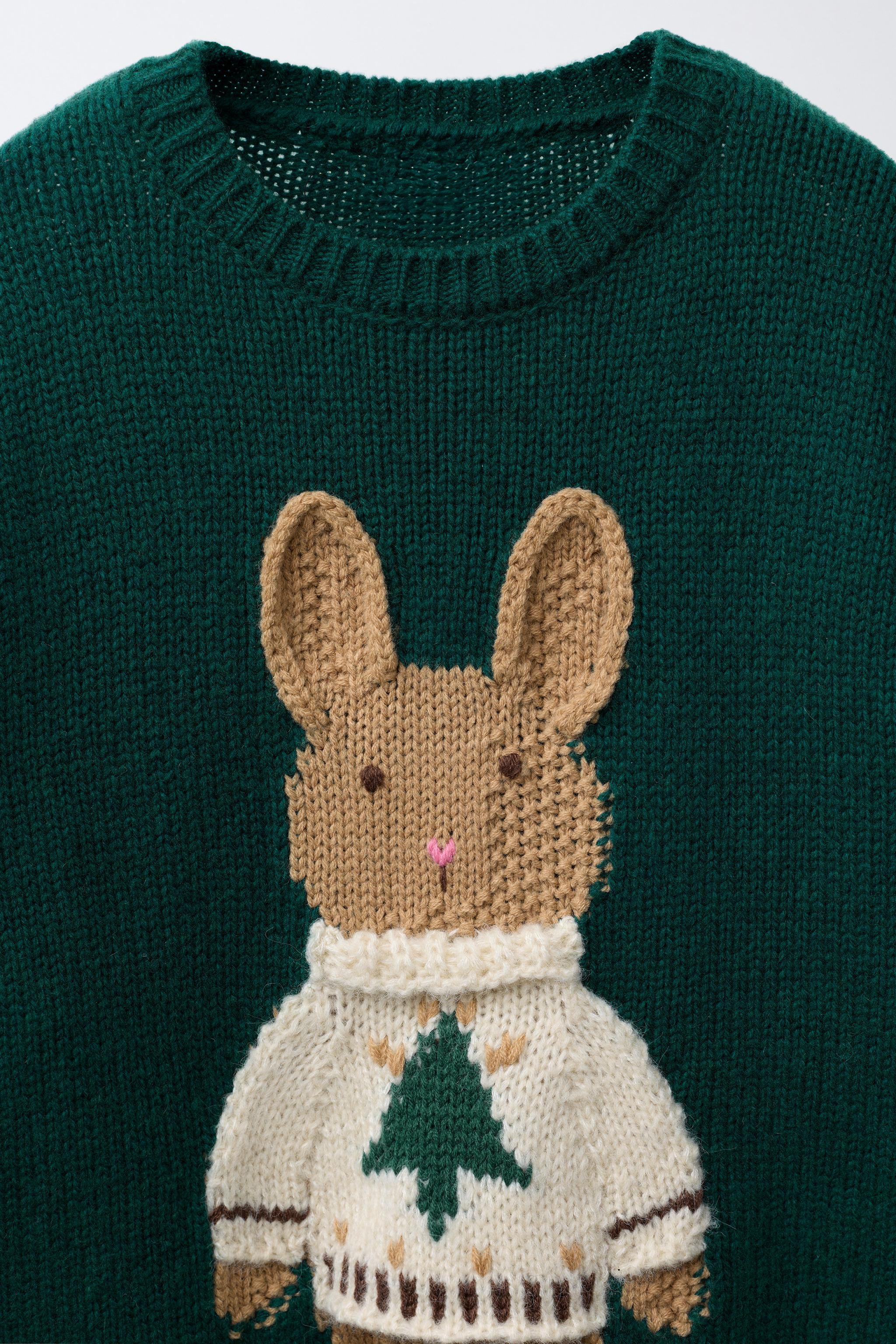 AGES 7-12/ WOOL KNIT JUMPER WITH EMBROIDERED BUNNY | Zara US