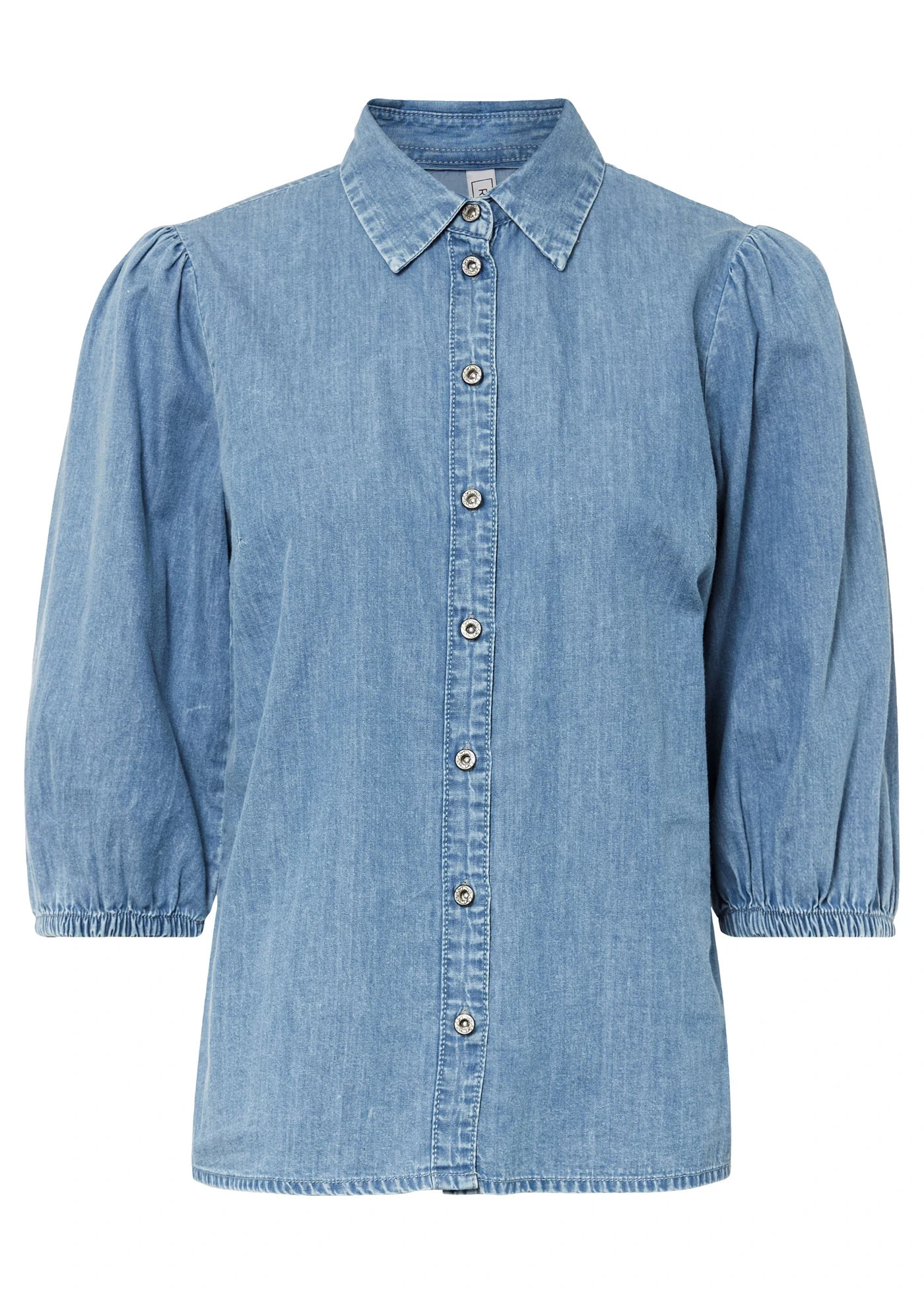 Spijkerblouse met pofmouwen van biologisch katoen lichtblauw denim | Bonprix NL
