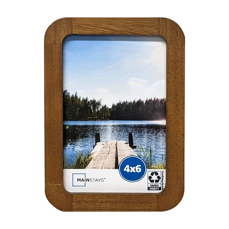 Mainstays 4 x 6 Picture Frame, Walnut Wood Finish, Rounded Corners, Tabletop Photo Frame | Walmart (US)