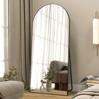 70 in. W x 30 in. H Arched Classic Black Aluminum Alloy Framed Full Length Mirror Standing Floor ... | The Home Depot