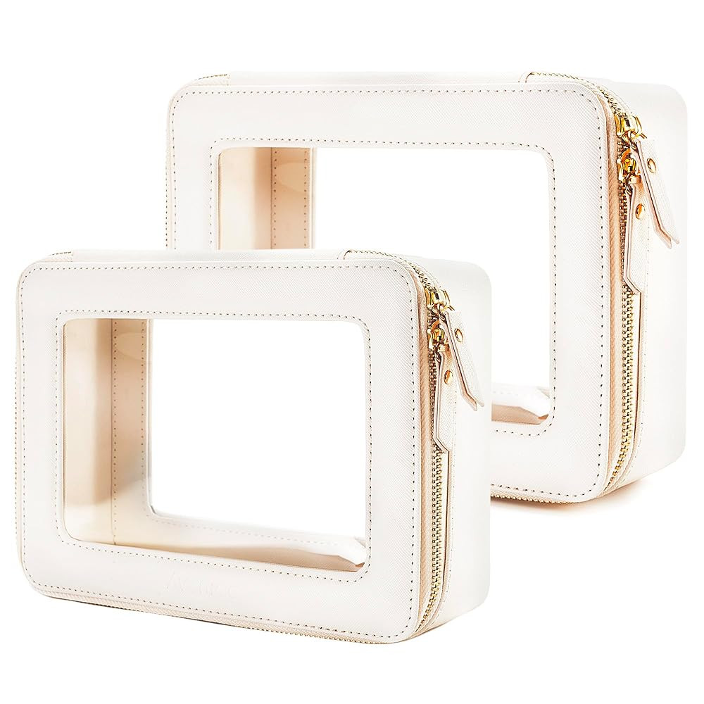 Aveniee Clear Makeup Bag Organizer Set,Portable Travel Toiletry Case for Women, Vegan Leather Cos... | Amazon (US)