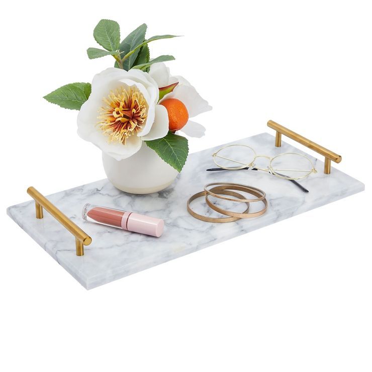 Rectangle Marble Serving Tray, Jewelry Trinket Tray, Perfume Tray, Bathroom Toilet Vanity Tray wi... | Target