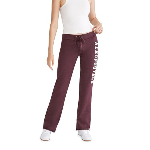 Aeropostale Women's Aero Logo Flare Pant-Arches, Rich Burgundy, Large | Amazon (US)