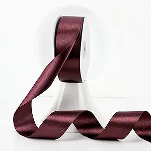 MEEDEE Burgundy Satin Ribbon - 1-1/2 inch Wide, Double Faced, 50 Yards for Christmas Tree, Crafts... | Amazon (US)