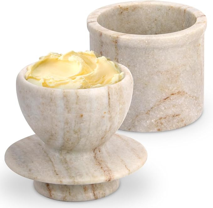 Marble Butter Keeper With Lid, Soft Spreadable French Butter Crock for Countertop,Butter Holder F... | Amazon (US)