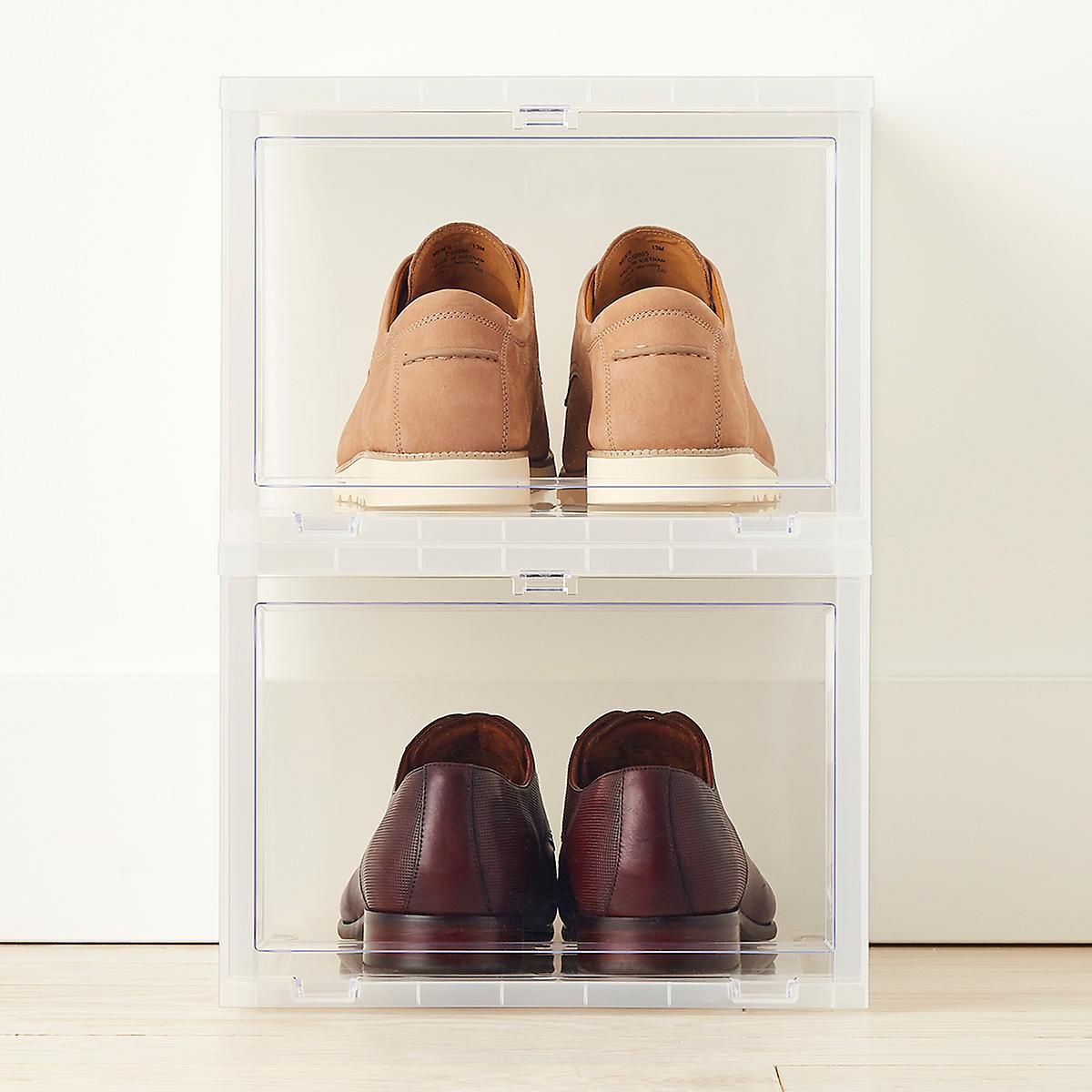 Large Drop-Front Shoe Box Black | The Container Store