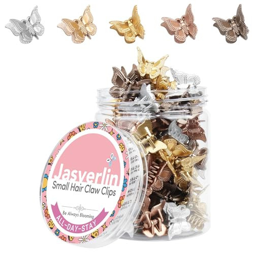 JASVERLIN Metallic Mini Butterfly Hair Clips, Mini Claws 50 Count | Amazon (US)