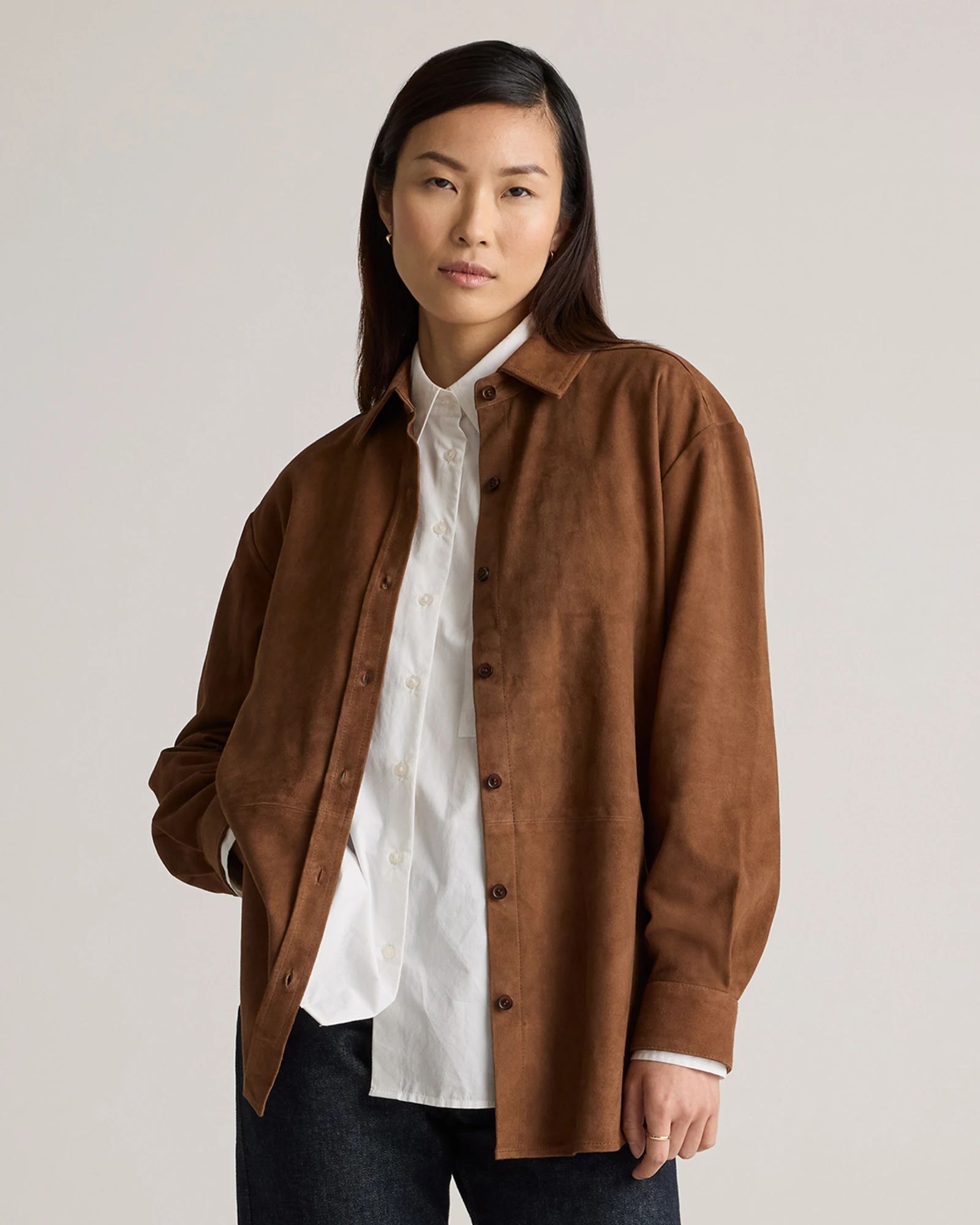 100% Suede Overshirt | Quince