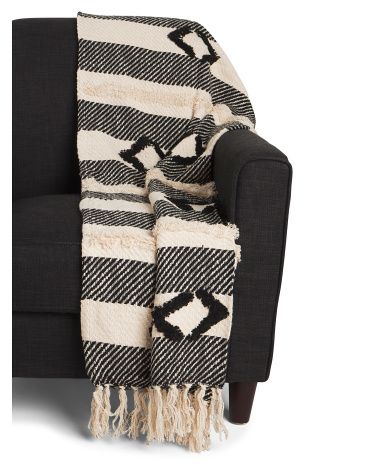 Lancelot Tufted Fringe Trim Throw | TJ Maxx