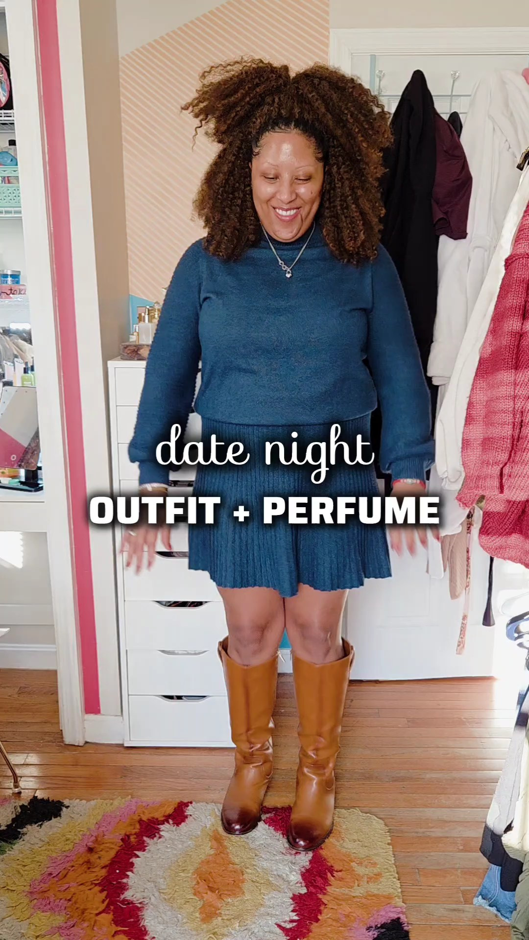 Date night look ✨Cozy but cute in a two-piece sweater and skirt set with boots. Layered two perfumes to create a warm, sweet signature scent.Size:2-piece set: XL Boots: 12

#LTKgrwm #LTKTall