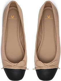 MOOMMO Women Cap Toe Flats Bow Slip On Ballet Flats Comfortable Quilted Colorblock Flats Round To... | Amazon (US)