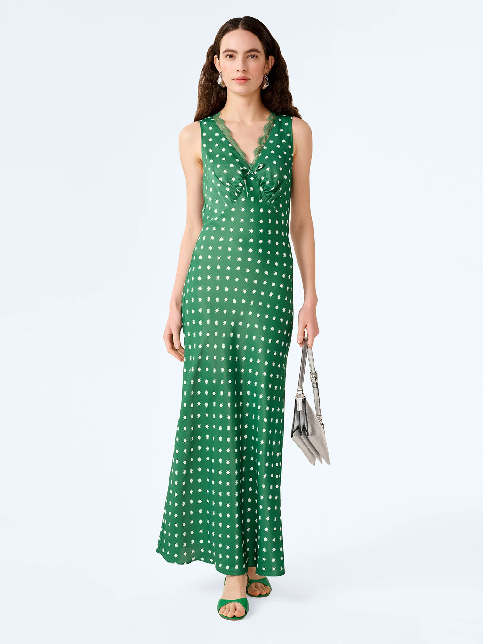 Jennifer Dress in Green Starburst Print | OMNES UK