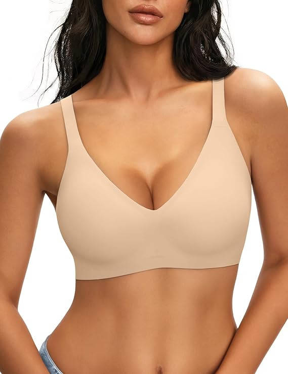 NIASOUL Women's Wireless Push Up Bra Seamless Deep V Bralette No Underwire Comfortable Supportive... | Amazon (US)