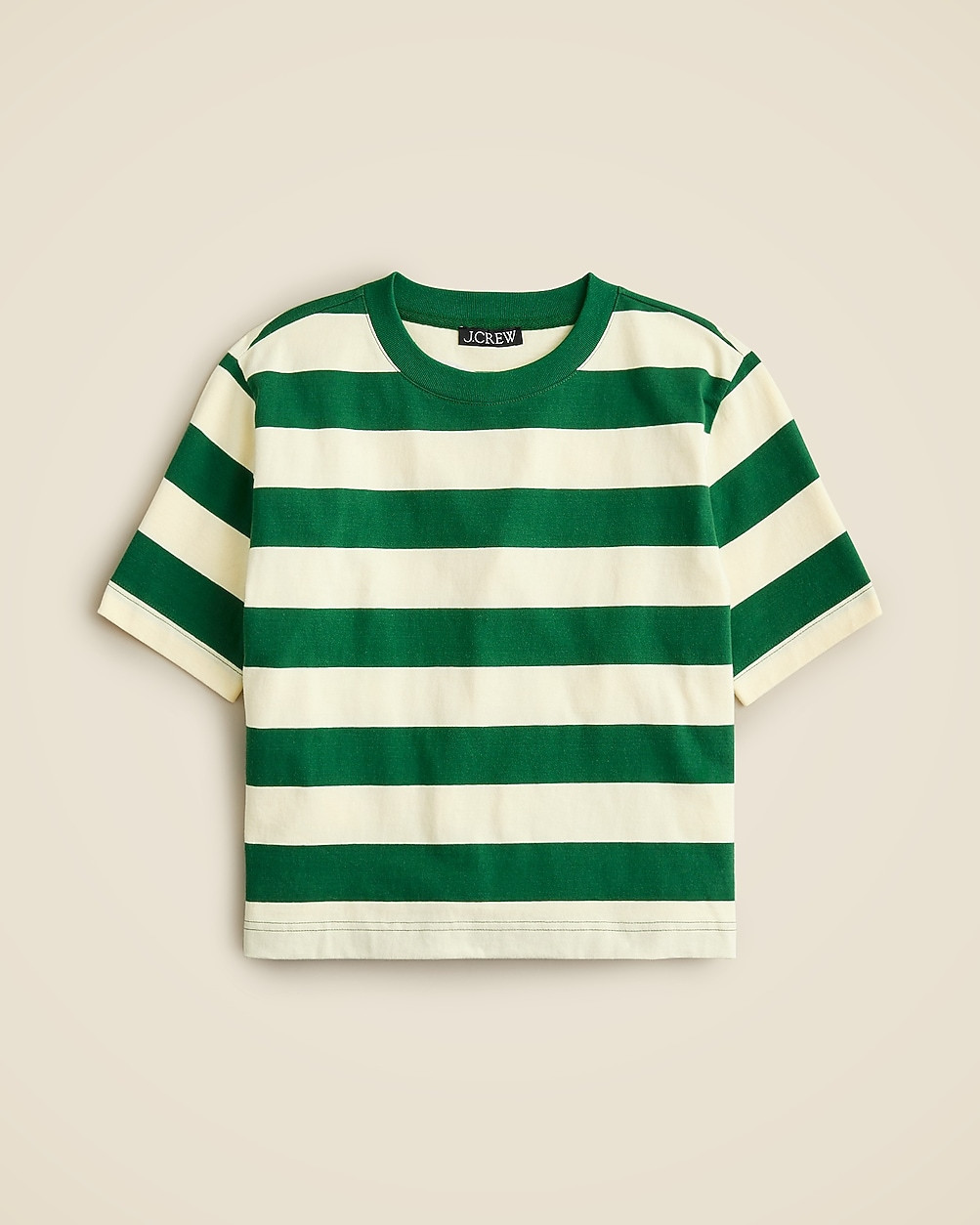 Relaxed premium-weight cropped T-shirt in stripe | J. Crew US