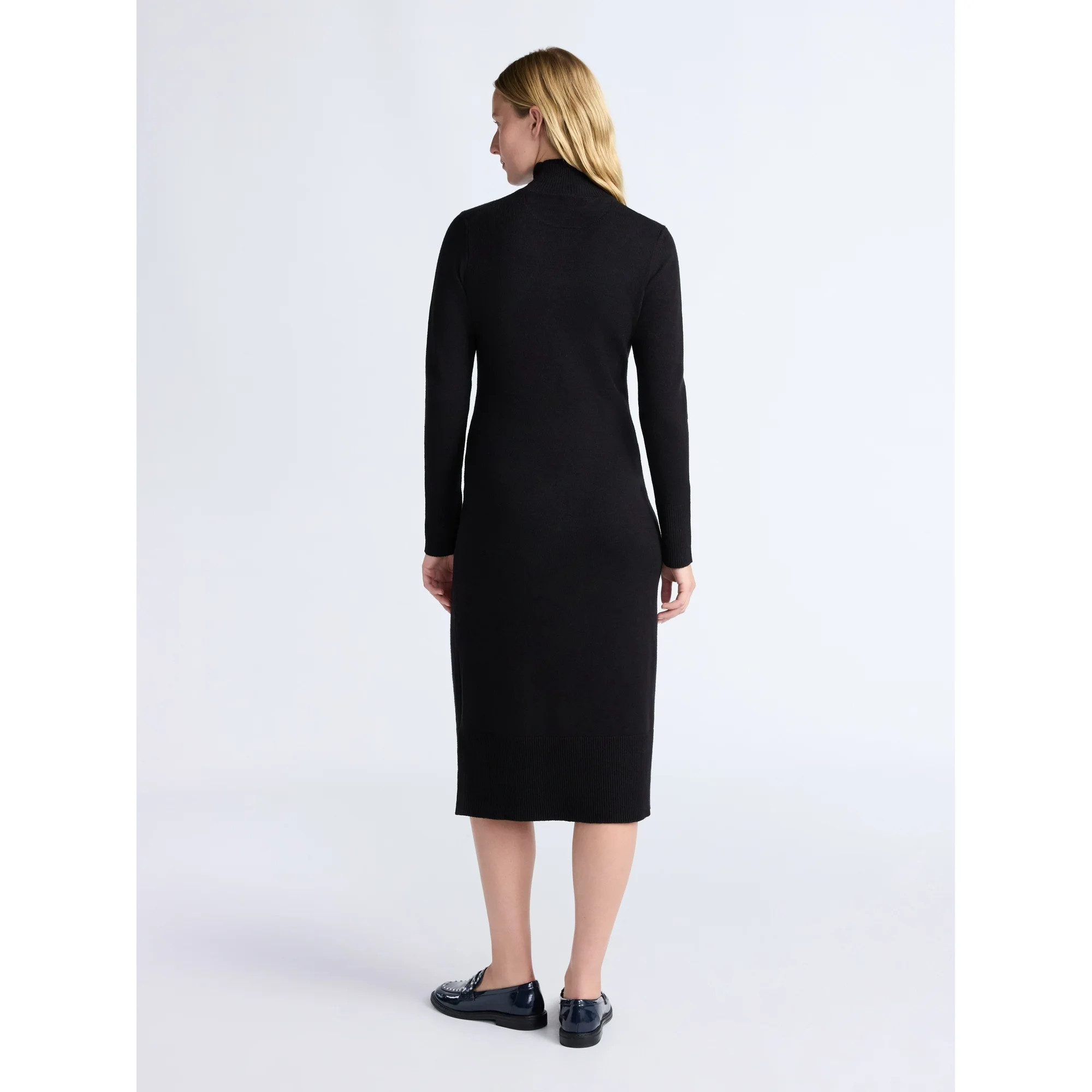 Free Assembly Women's Turtleneck Sweater Midi Dress with Long Sleeves, Sizes XS-XXL | Walmart (US)