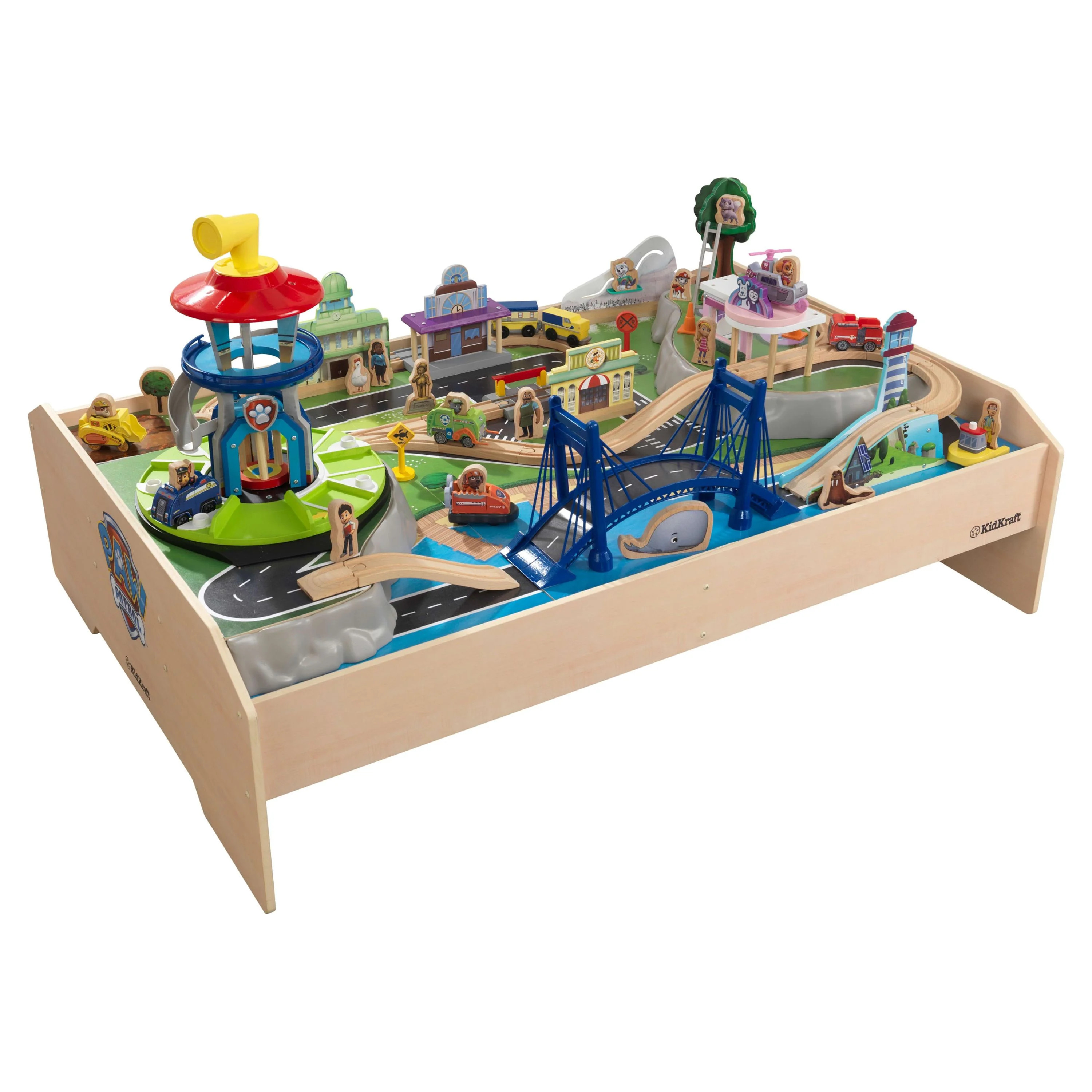 KidKraft PAW Patrol Adventure Bay Wooden Play Table with 73 Accessories for Toddlers | Walmart (US)
