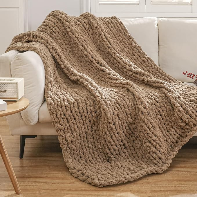 WESHIONGOO Chunky Knit Blanket Throw 50"×60" Knitted Throw Blankets for Couch Bed Fluffy Soft Bl... | Amazon (US)