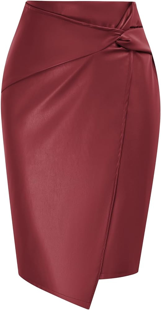 Kate Kasin Wear to Work Pencil Skirts for Women Elastic High Waist Wrap Front | Amazon (US)