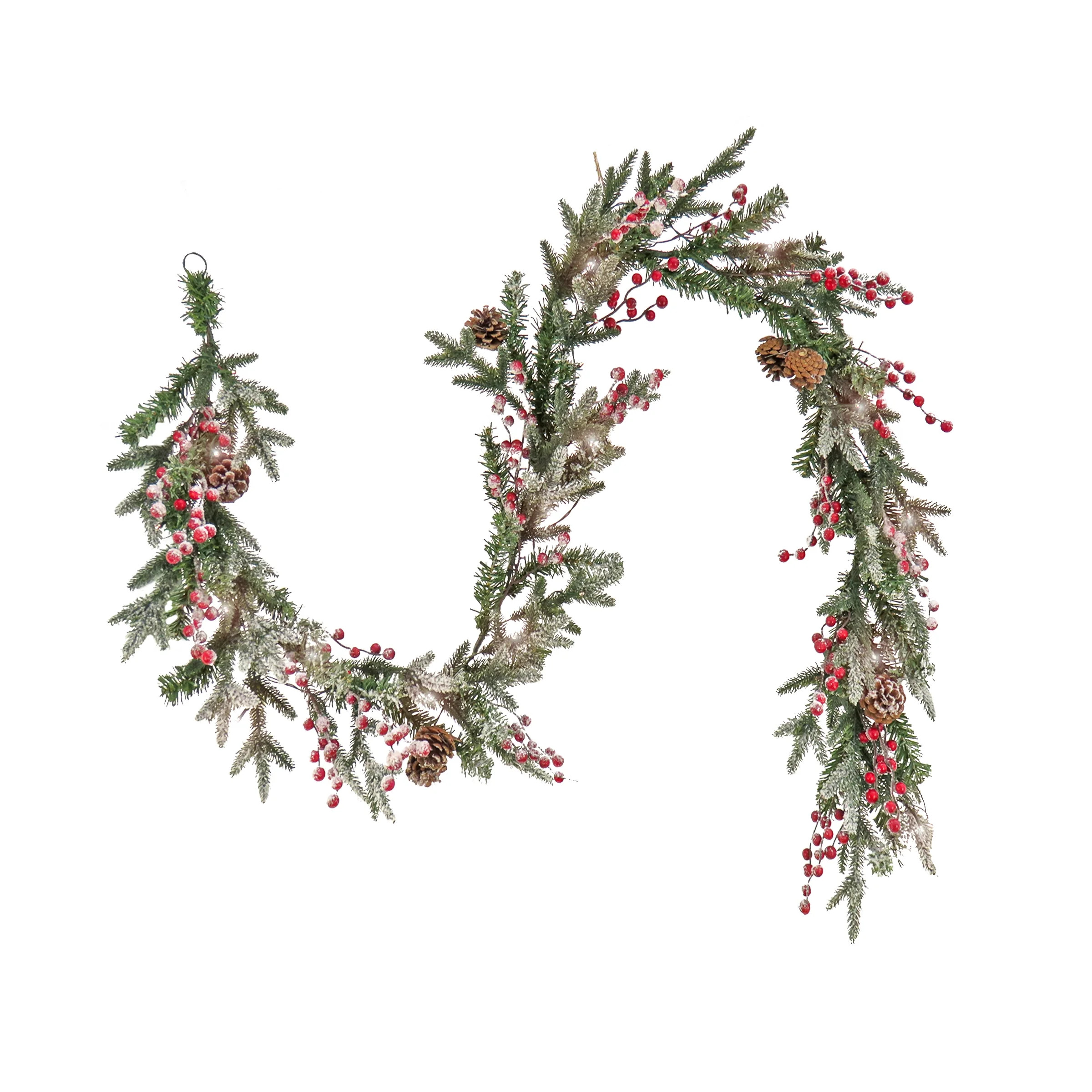 HGTV Home Collection Pre Lit Artificial Christmas Garland, Snow-dusted Branch Tips, Decorated wit... | Walmart (US)