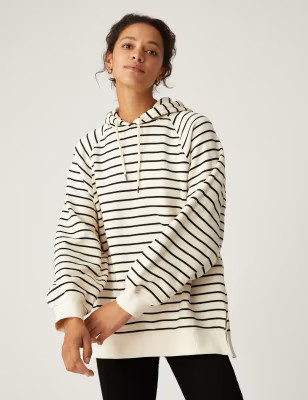 Pure Cotton Striped Longline Hoodie | M&S Collection | M&S | Marks & Spencer (UK)