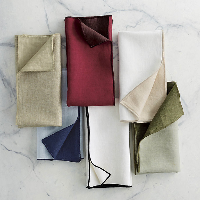 Isla Contrast Linen Napkins Set of Four with Reversible 2-Tone Design & Machine Washable | Frontgate