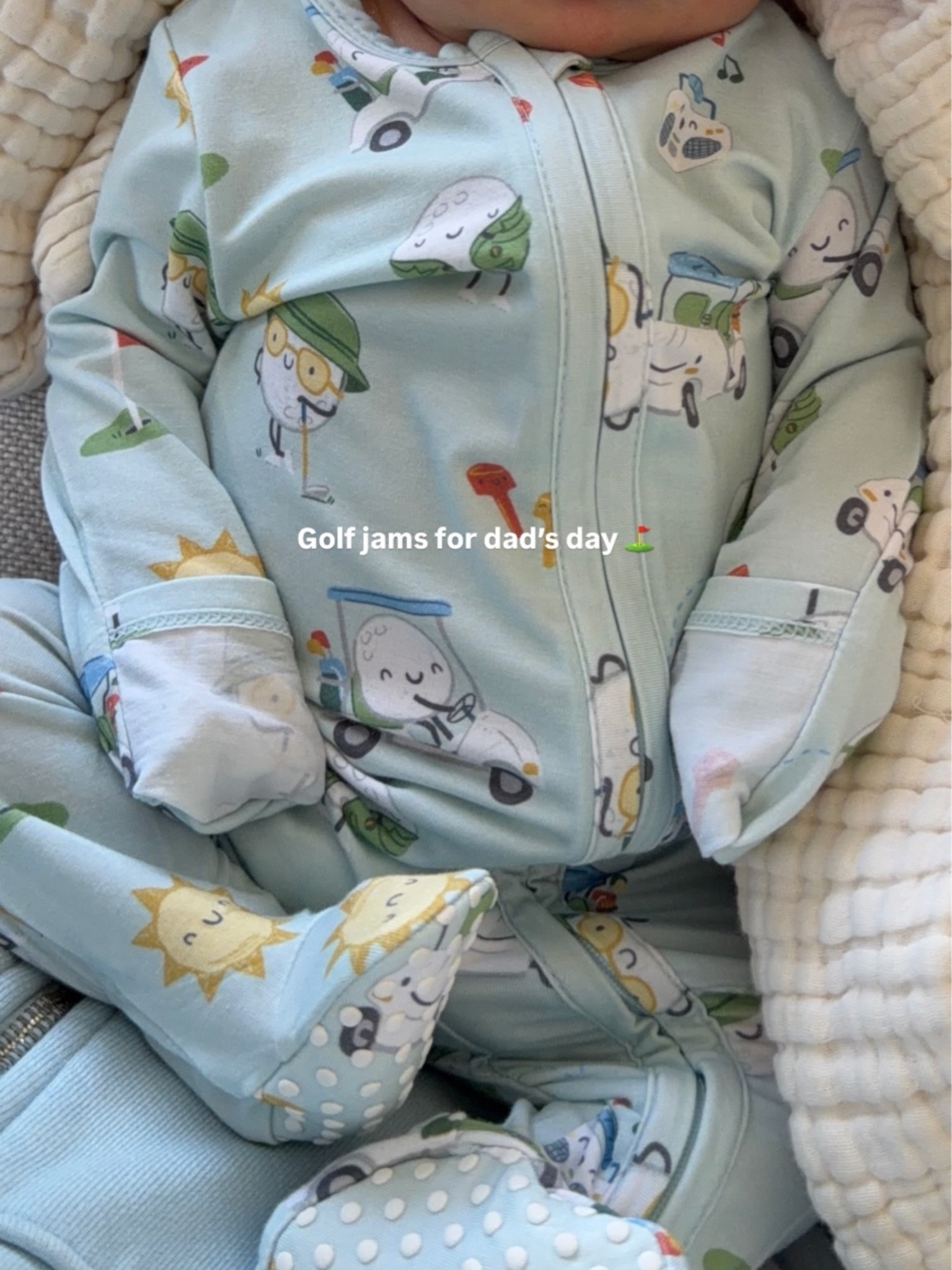 Baby golf onesies! Linked similar and other styles in this print. In this brand Angel Dear she wears 0-3mo right now I think it’s true to size and super soft!

#newborn #golfpajamas #onesies #babyonesie #babypajamas #golf