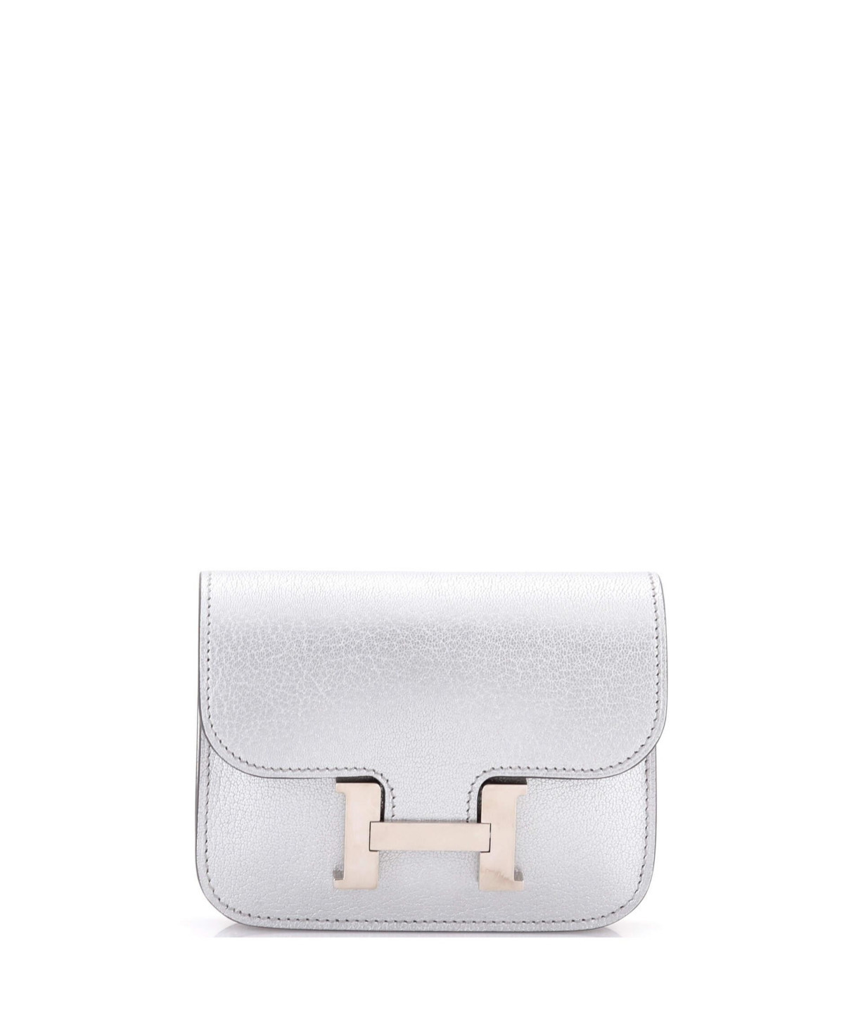Pre-Owned Hermes Constance Slim Wallet Chevre Chamkilight - Silver | Macy's