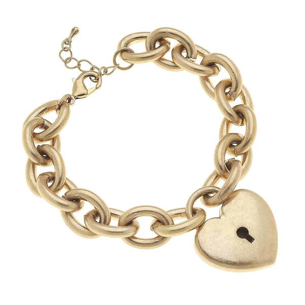 Madison Padlock Chain Bracelet in Worn Gold | CANVAS