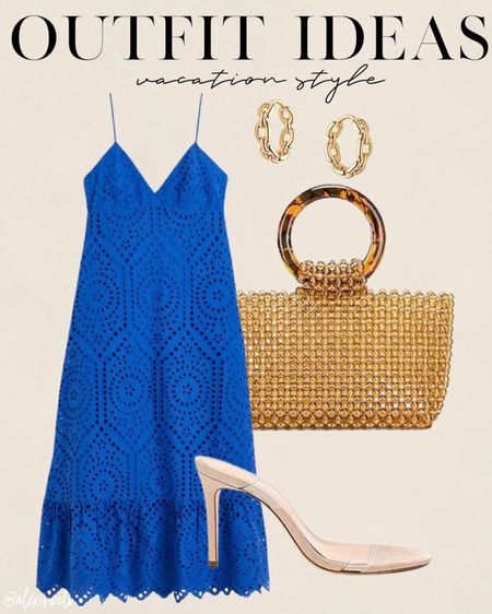 Vacation outfit idea: blue eyelet dress 

#LTKsalealert #LTKunder50 #LTKunder100