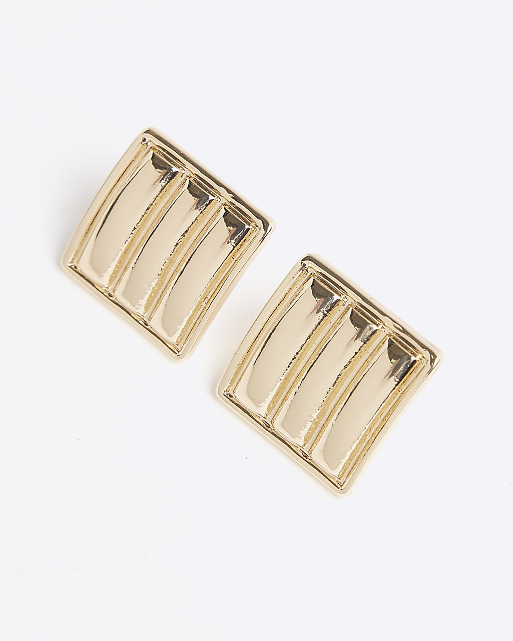 Gold Square Textured Stud Earrings | River Island UK & IE