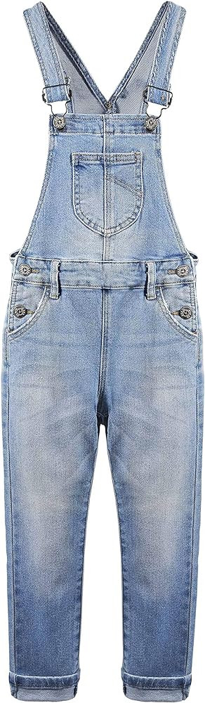 KIDSCOOL SPACE Girls Denim Overalls, Cotton Jean Workwear Pants | Amazon (US)