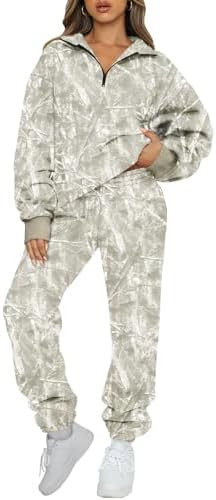 AUTOMET Women's Sweatsuits 2 Piece Outfits Lounge Sets Long Sleeve Half Zip Pullover and Baggy Sw... | Amazon (US)