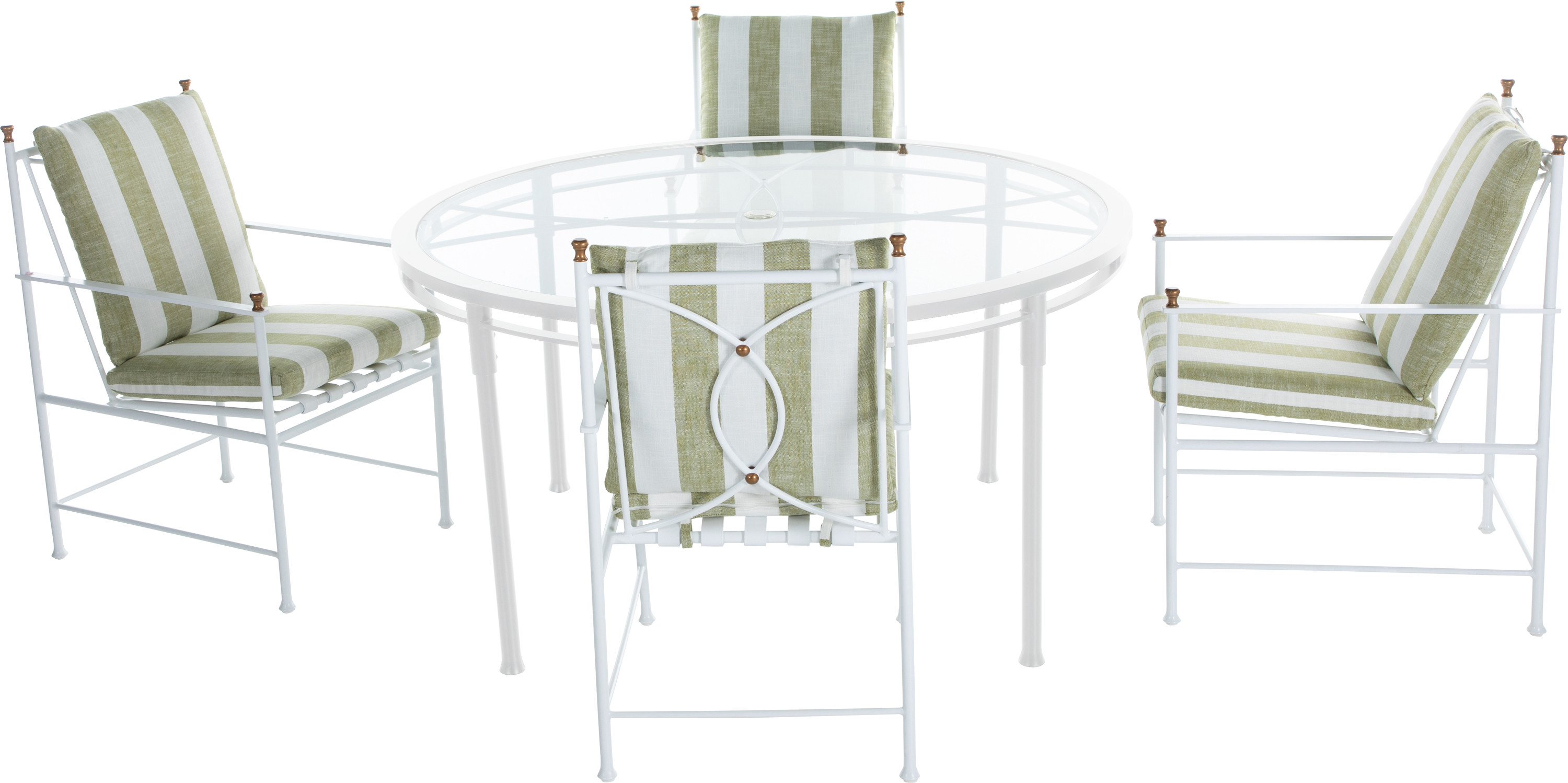Frances 5-Pc Round Dining Set, Pistachio Cabana Stripe | One Kings Lane