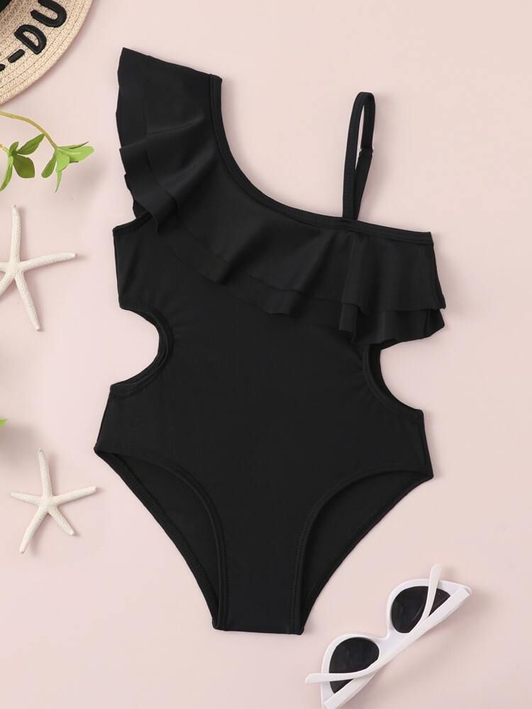 Toddler Girls Tiered Layer Asymmetrical One Piece Swimsuit | SHEIN