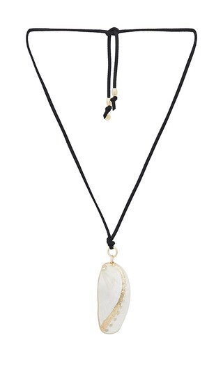 Large Shell Pendant Leather Cord Necklace With Dripping Freshwater Pearls in Shell | Revolve Clothing (Global)