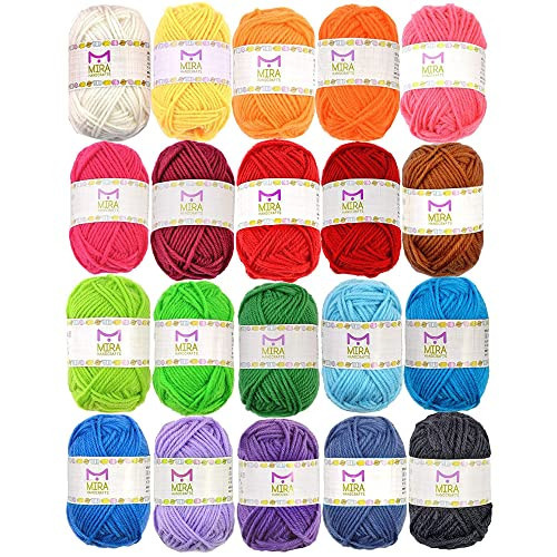 20 Acrylic Yarn Skeins - 438 Yards Multicolored Yarn in Total – Great Crochet and Knitting Starter Kit for Colorful Craft – Assorted Colors | Amazon (US)