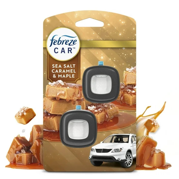 Febreze Car Air Freshener, Odor-Fighting Car Vent Clip, Sea Salt Caramel & Maple, 2 Count | Walmart (US)