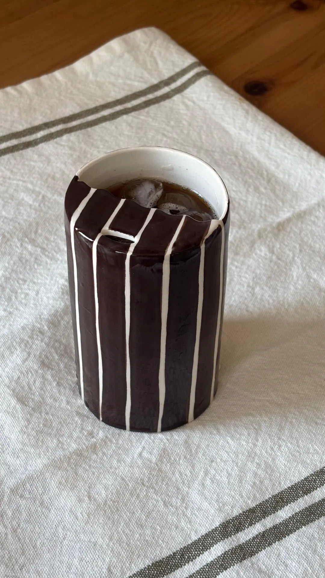 Handmade Brown Striped Ceramic Tumbler: Rustic Pottery Mug | Etsy (US)