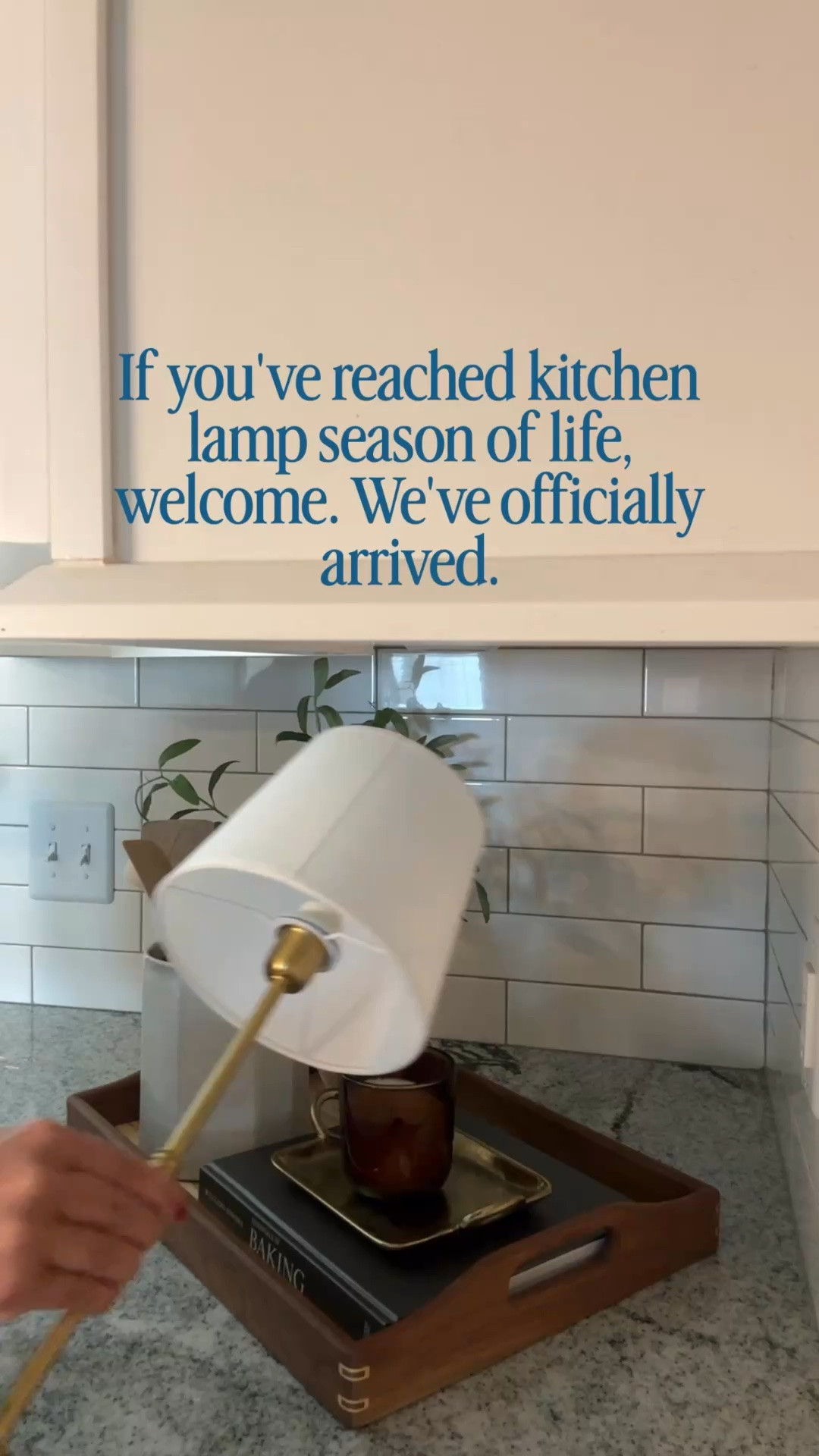 Here's a polished caption that keeps your personality and encourages engagement:

If you've reached *kitchen lamp season of life*, congratulations... we've officially made it. ✨

This rechargeable lamp is everything. She's golden, beautiful, cordless, and has multiple light settings to create the ambiance of your dreams. Plus, the battery lasts up to 24 hours, so you can move her wherever you need that cozy glow.

And if you're into creating a home that feels beautiful, functional, and cozy, hit that follow button and get in, girl. We're turning houses into homes over here. ✨
