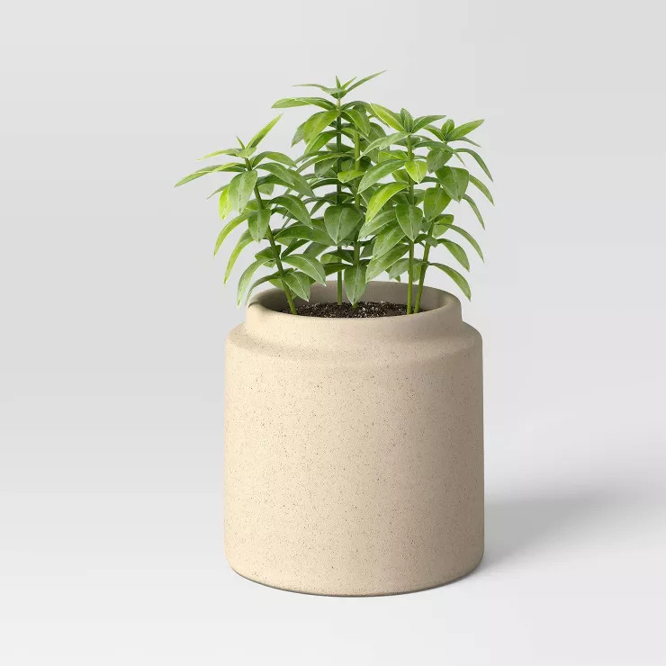 Cylinder Textured Indoor/Outdoor Planter Gray/Tan Sand - Threshold™ | Target